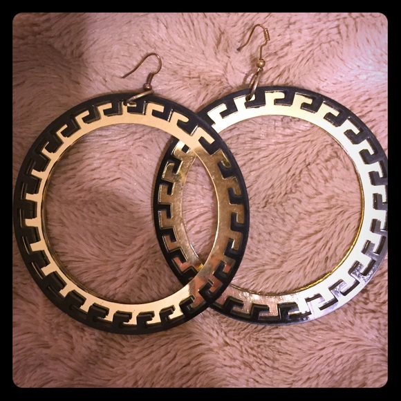 Custom black and gold hoops