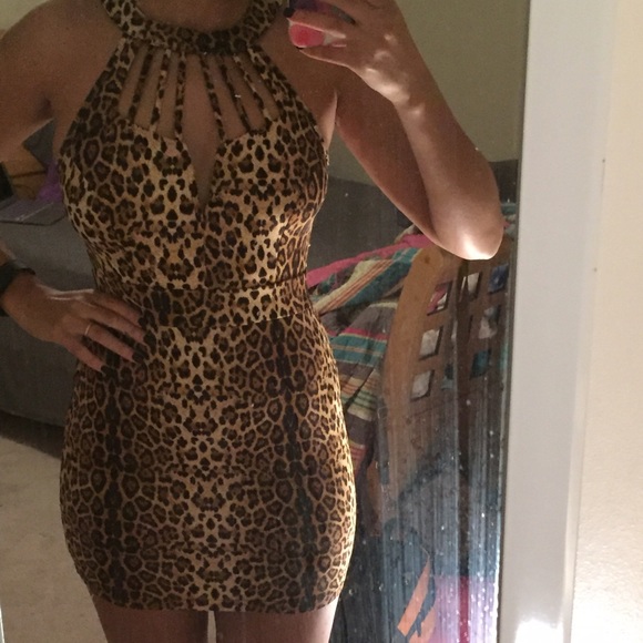 Cheetah print fitted dress