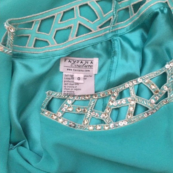 Faviana Couture Teal Gown - Picture 3 of 4