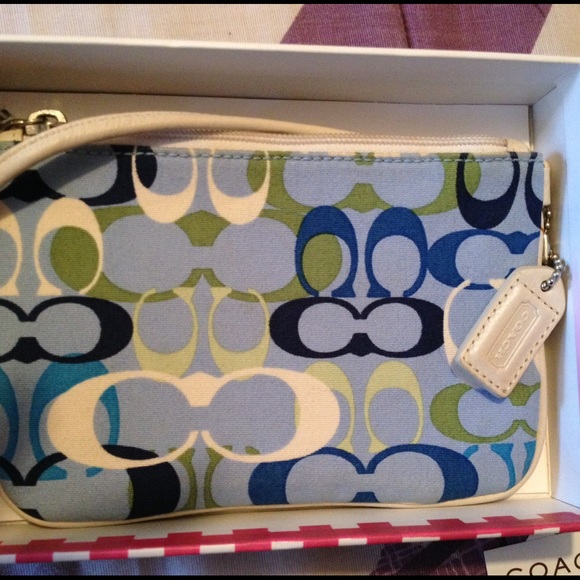 Coach Handbags - Coach denim wristlet.