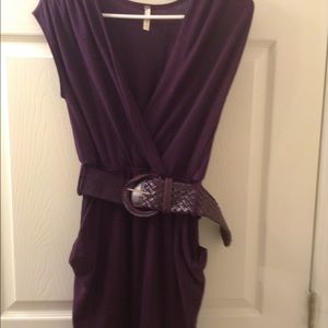 Purple belted dress w/pockets