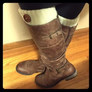 Brown knee high boots