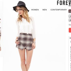 Blurred Plaid Wrap Skort