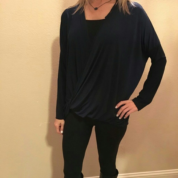 Dark navy nylon/spandex shirt