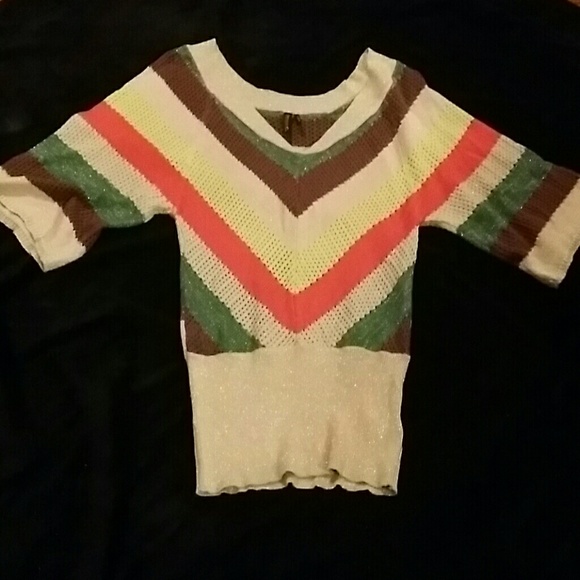 BEAUTIFUL MULTICOLORED KNIT TOP/ BLOUSE - Picture 1 of 4