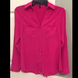 Express pink button up blouse