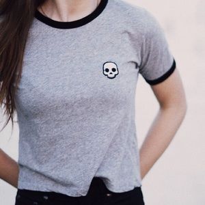 Brandy Melville Nadine Skull Patch Top