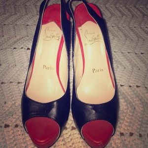 Christian Louboutin Black Peep Toe Pumps
