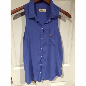 Blue Hollister Button Down Tank