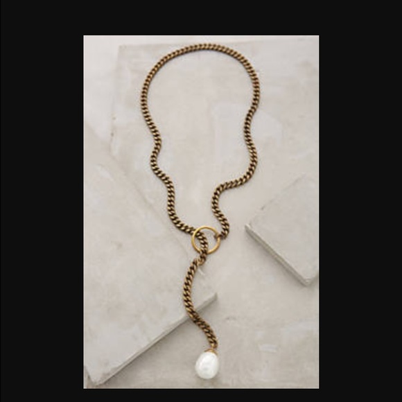 Anthropologie Pearl Lariat Necklace