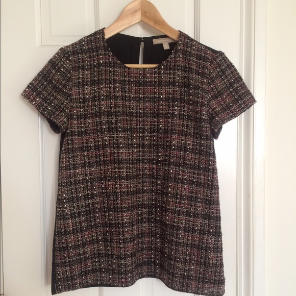 Banana Republic Short-Sleeved Metallic Tweed Shirt