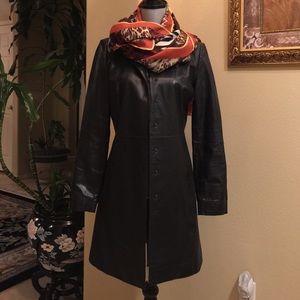 Kenneth Cole Black leather coat