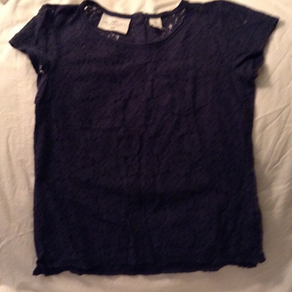 Navy blue short sleeve ladies blouse