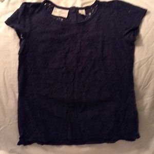 Navy blue short sleeve ladies blouse