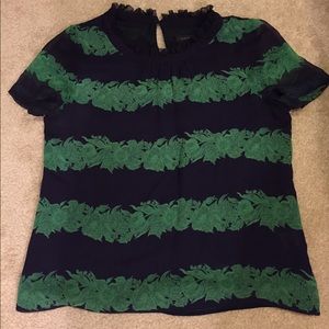J. Crew Ruffle Neck Silk Tee