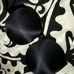 Padded black bra crystals strapless