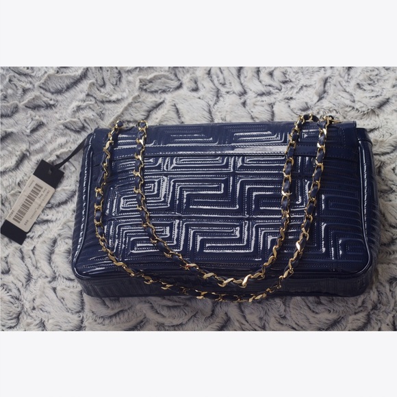 Blue Versace Flap Bag with gold chain strap - Picture 3 of 4