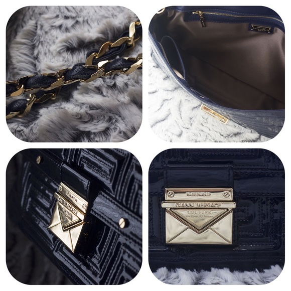 Blue Versace Flap Bag with gold chain strap - Picture 4 of 4