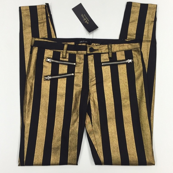 black and gold striped pants