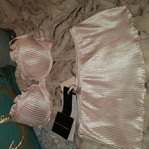 Skirt panties and matching pink bra,