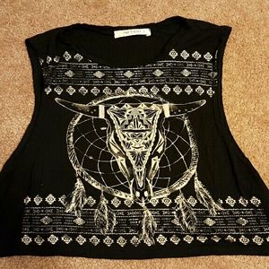 Black Native Graffic Crop Top