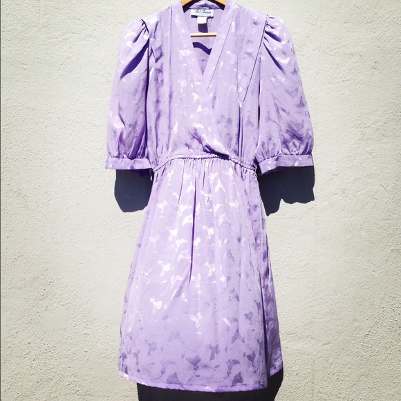 Purple Satin V-Neck Dress