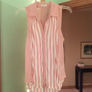 Pink and white striped tank top