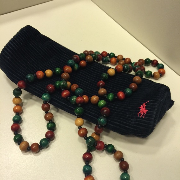 Ralph Lauren small cosmetic bag & wooden necklace