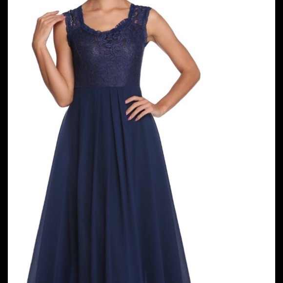 New V neck ANGVNS maxi lace dress