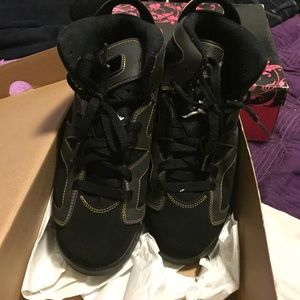 Size 4 1/2 Jordan black suede and grey sneakers