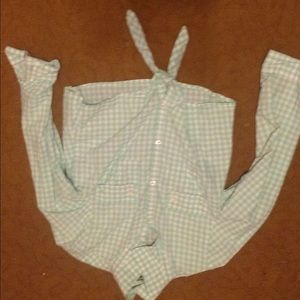 Crop top plaid tie end button up