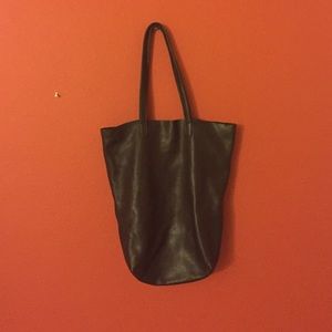 Urban Outfitters Baggu Black Leather Tote Bag
