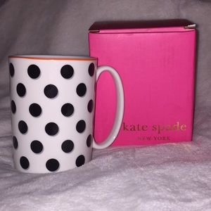 Kate Spade black and white polka dot coffee mug