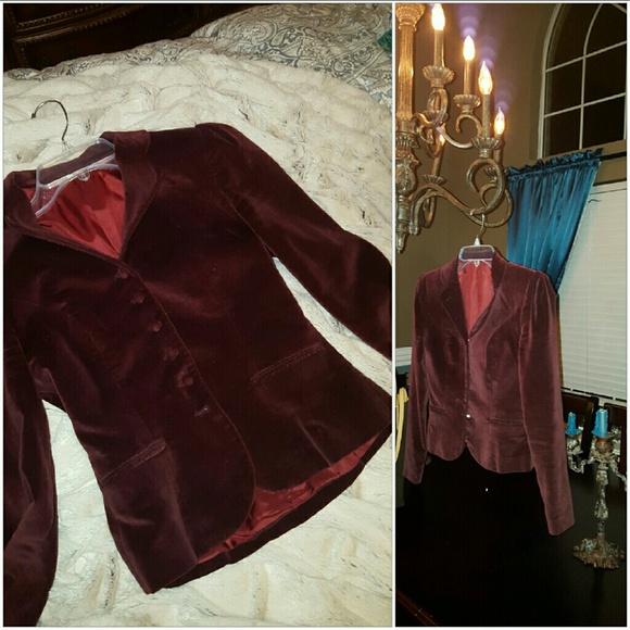 Red velvet coat jacket silk lined - Picture 1 of 4
