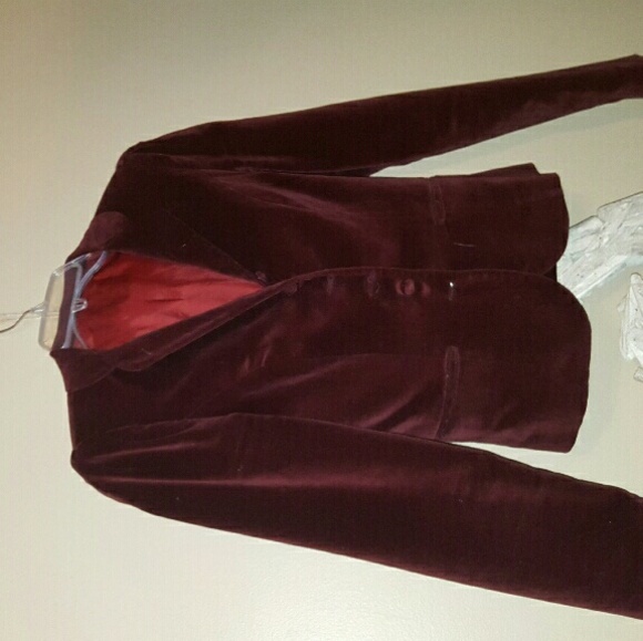 Red velvet coat jacket silk lined - Picture 2 of 4