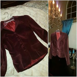Red velvet coat jacket silk lined