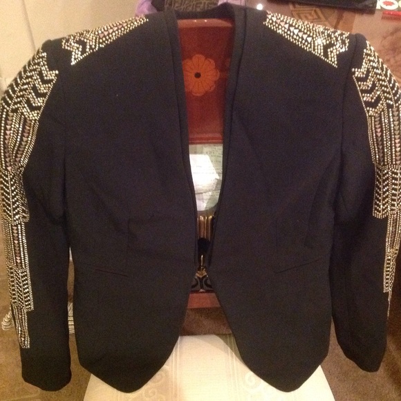 cAche gold Sequined black blazer