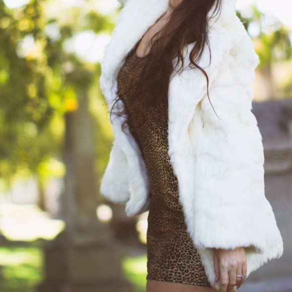 White rabbit fur coat