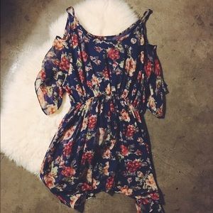 Boho floral print mini dress