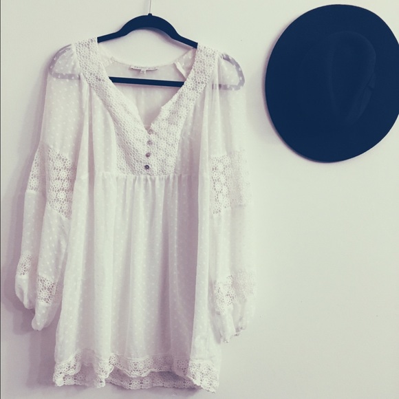 White boho lace babydoll dress