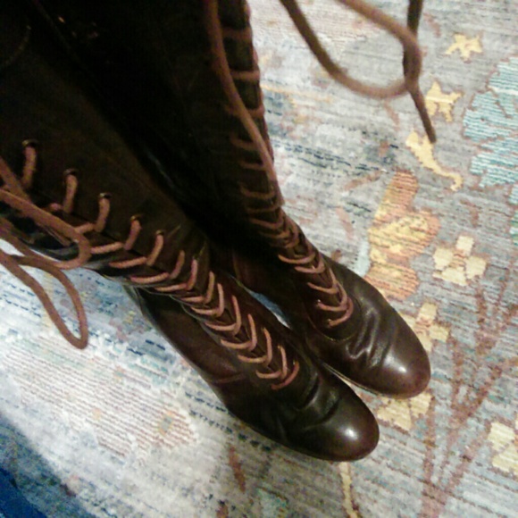 Nine West Lace-up Leather Boots - Picture 2 of 2
