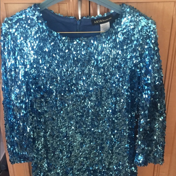 Akira Black Label Size M blue Sequin Dress
