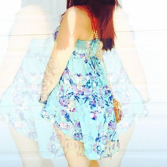 Floral high low tube top baby doll top size XS