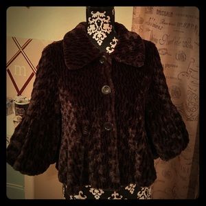 Beautiful brown faux fur 3/4 length jacket