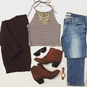 SWEATER: Brandy Burgundy Crew Knit Sweater
