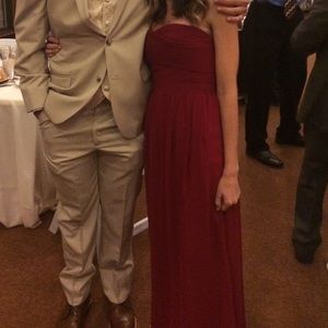 Bill Levkoff Cranberry chiffon bridesmaid dress