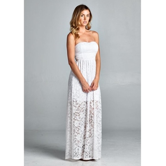 Strapless lace maxi dress with cut-out back detail - Picture 2 of 3