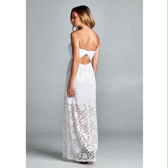 Strapless lace maxi dress with cut-out back detail - Picture 3 of 3