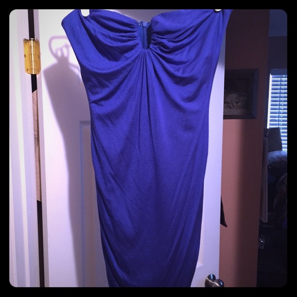 Cobalt blue strapless mini dress