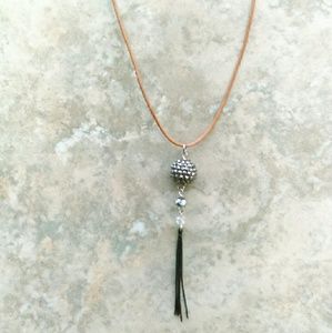 Disco Tassel Leather Handmade Necklace